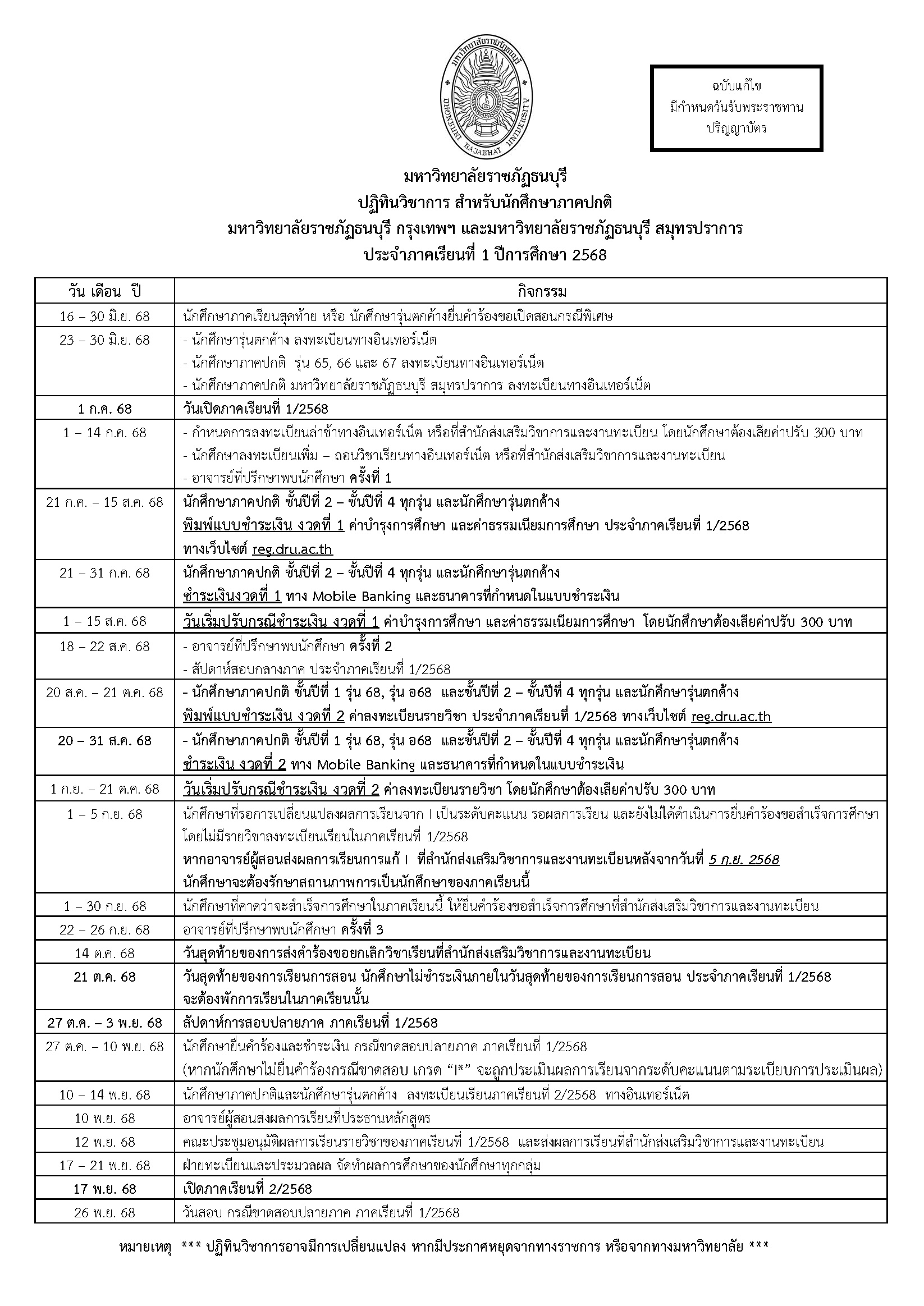 ปฏิทินวิชาการ ภาคเรียนที่ 1/2568 (1)